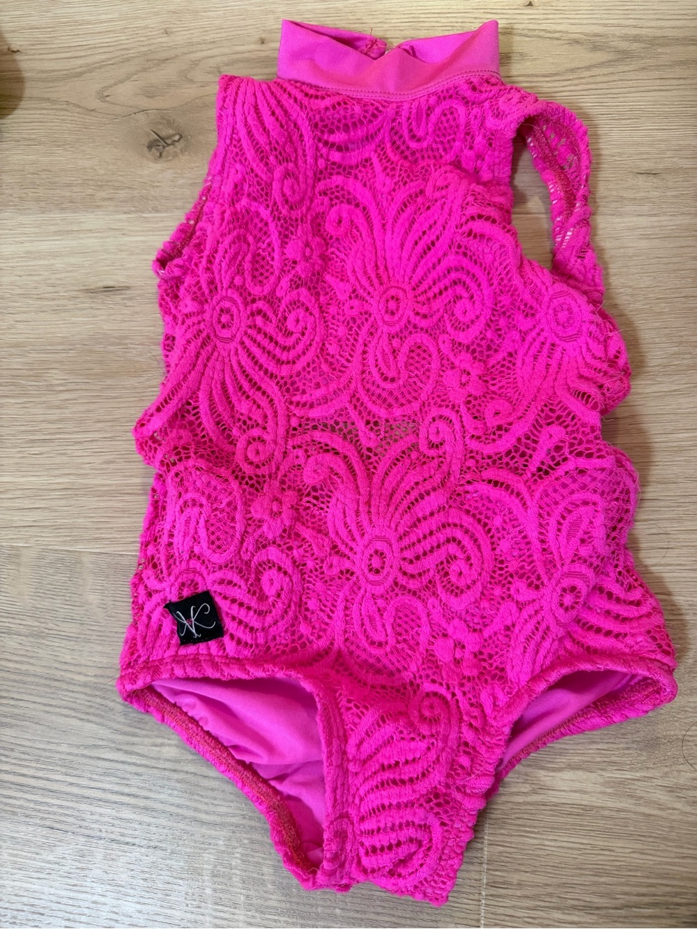 Kids Hot Pink Lace leotard Kandi Kouture